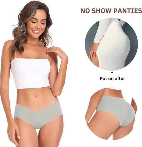 Vista 4 de Altheanray Ropa interior para mujer, ropa interior sedosa sin costuras, ropa interior para mujer, bragas, hipster, invisible, ropa