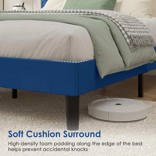Vista 33 de VECELO Base de cama de plataforma de tamaño individual con cabecera tapizada de altura ajustable, base de colchón moderna, soporte de listones