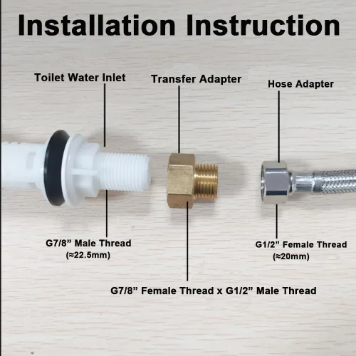 Vista 5 de Adaptador de tubo de válvula de llenado de inodoro, rosca hembra de 7/8 pulgadas a rosca macho de 1/2 pulgada, conexión de adaptador de tubería
