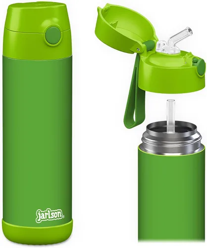 Vista 42 de Jarlson® CHARLI - Botella de agua para niños [12 onzas], botella térmica de acero inoxidable con pajilla, botella de agua aislada a prueba
