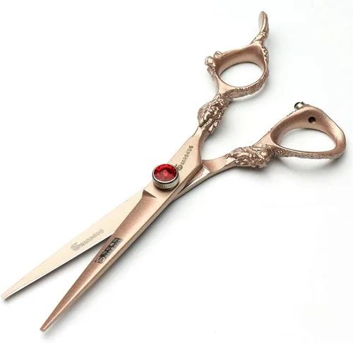 Vista 2 de 7/8/9 pulgadas oro rosa, plata 440c tijeras de pelo japonés salón peluquería y peluquería de adelgazamiento (oro rosa)