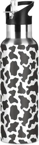 Vista 32 de ALAZA Botella de agua con diseño de bandera estadounidense con diseño de camuflaje grunge con tapa de pajilla, botella térmica de acero inoxidable