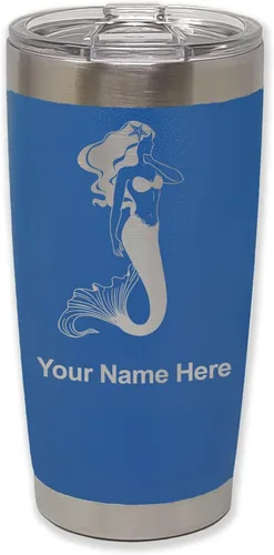 Vista 29 de LaserGram Vaso aislado al vacío de 20 onzas, sirena, grabado personalizado incluido (negro)