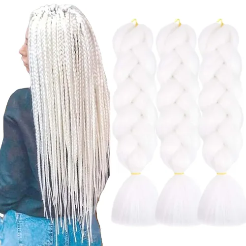 Vista 45 de Beige (613) Cabello trenzado 6 paquetes de extensiones de cabello sintético de 24 pulgadas, extensiones de cabello trenzado Jumbo Ombre trenzado