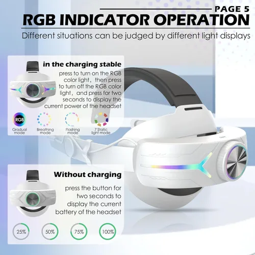Vista 8 de Eyglo 3 correas de batería RGB Light compatibles con Meta Quest 3 con funda de agarres, repuesto para correa Oculus Quest 3 Elite con batería