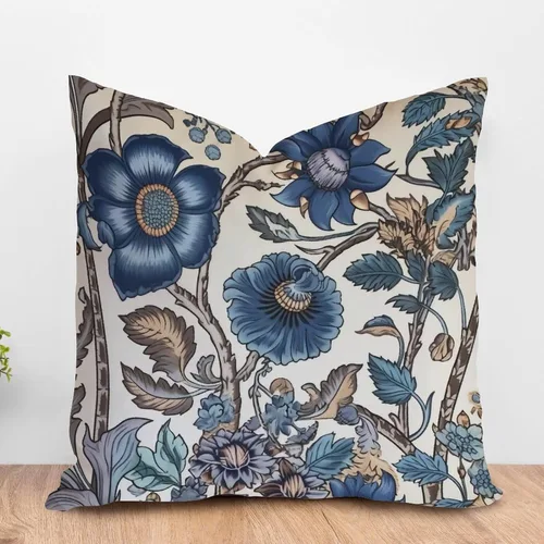 Vista 9 de ArogGeld Funda de cojín azul índigo floral y pájaro azul marino chinoiserie chinoiserie peonía cuadrada almohada tradicional china china europea