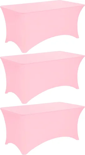 Vista 27 de Paquete de 2 manteles rectangulares de elastano de 6 pies, lavables, resistentes a las arrugas, para mesas plegables, bodas, fiestas, cumpleaños