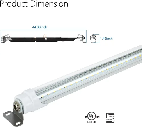Vista 5 de Tubo de luz LED T8 de 4 pies para refrigerador, 18 W, 2520 lm, luz diurna blanca de 5000 K, luz diurna no regulable, luces LED para refrigerador o 1