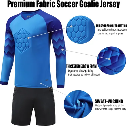 Vista 2 de Camiseta de portero de fútbol para niños, camiseta de manga larga para entrenamiento, uniformes juveniles