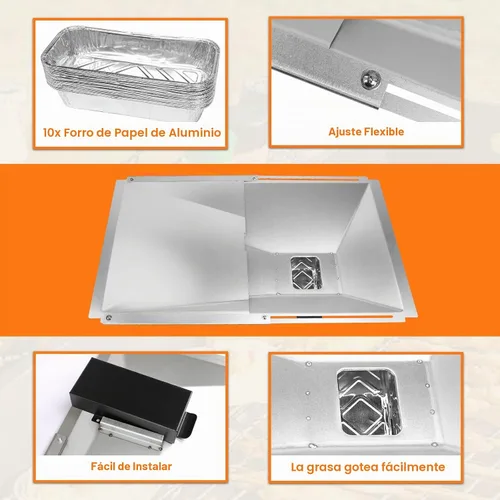 Vista 4 de Utheer Bandeja de grasa universal con bandeja de captura y forro de aluminio para Nexgrill, Charbroil, Cuisinart, Dynaglo, Kenmore, BHG, Master