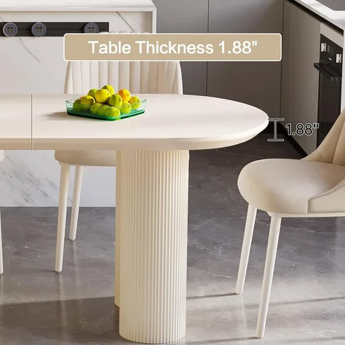 Vista 4 de Mesa de comedor de 55.11 pulgadas para 4-6 personas, mesa de comedor rectangular, mesas de comedor modernas para cocina, sala de estar, mesas