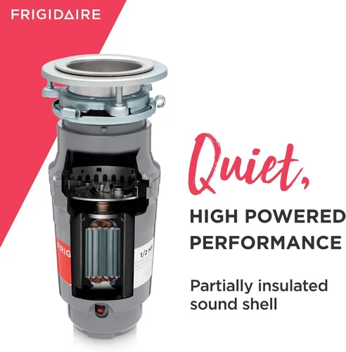 Vista 3 de Frigidaire 1/2 HP Eliminación de basura con cable directo para fregaderos de cocina FF05DISPD1, Gris