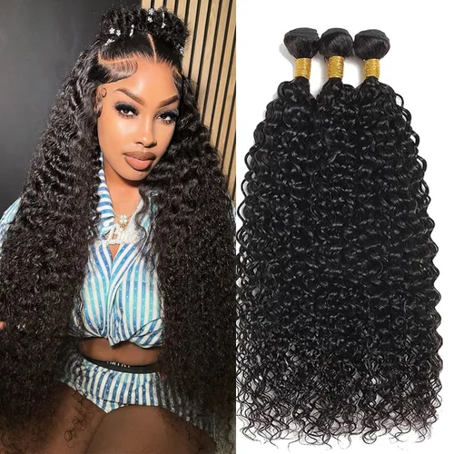 Vista 16 de 12A Brazilian Deep Wave Human Hair Bundles 14 16 18Inch 100% Unprocessed Brazilian Virgin Human Hair Weave 3Bundles Deep Wave Curly Hair Extensions