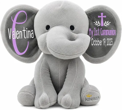 Vista 18 de Animal de peluche de elefante personalizado - Anuncio de estadísticas de nacimiento personalizadas, animales de peluche de elefante para bebés, baby