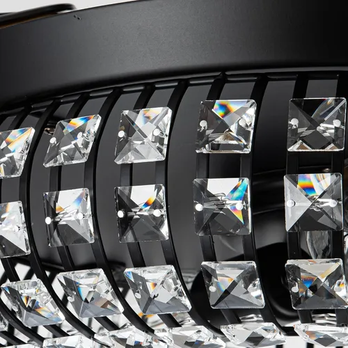 Vista 7 de Ventiladores de techo de cristal con luces y mando a distancia, ventilador de techo de araña de 42 pulgadas Ventilador de techo retráctil negro