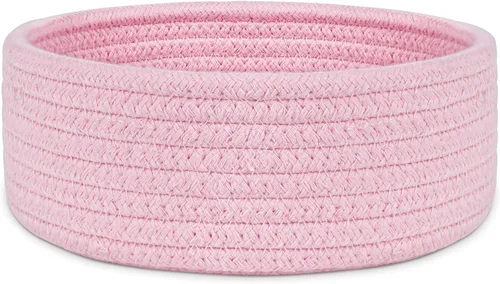Vista 14 de ABenkle Cesta tejida pequeña, cesta de almacenamiento vacía pequeña y poco profunda, mini cestas de cuerda de algodón, cesta decorativa redonda
