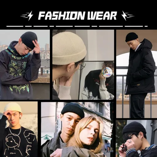 Vista 5 de Gorro de pescador para hombre, gorro de arrastrero de punto corto para hombres y mujeres