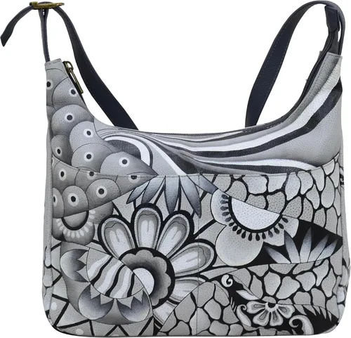 Vista 8 de Anna by Anuschka Women’s Original Hand-Painted Genuine Leather Medium Shopper Hobo Familia de elefantes