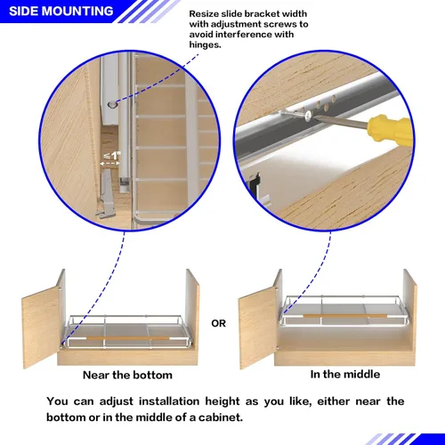 Vista 7 de Organizador de cajones extraíbles, estantes de almacenamiento deslizables extensibles, resistentes, duraderos y suaves, 12.3 a 18.3 pulgadas