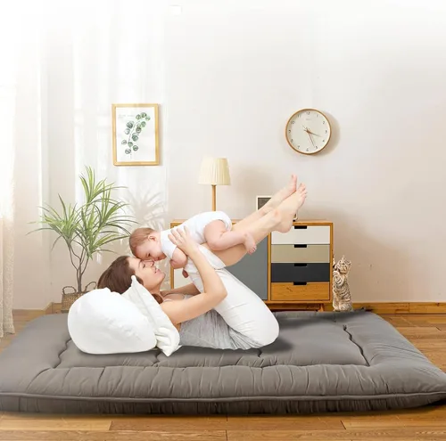 Vista 11 de QQP Colchón de futón japonés plegable de tatami, tapete portátil para adultos y niños, tapete para dormir adecuado para campamento, habitación