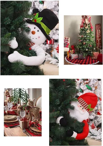 Vista 3 de Decoración de muñeco de nieve de Papá Noel de felpa para decoración de árbol de Navidad, A, Clásico