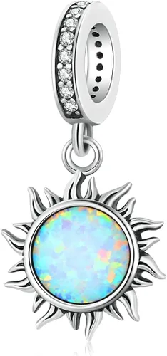 Vista 9 de MUNDELL Auténtica plata de ley 925 con colgante de sol, mariposa, corazón, luna, loto y circonita cúbica brillante para pulsera o brazalete original