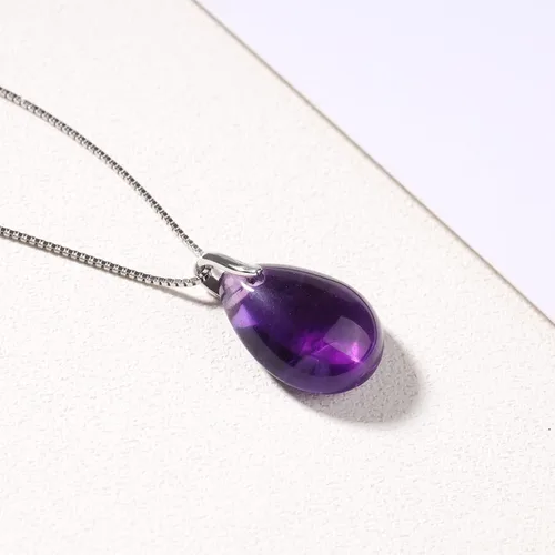 Vista 6 de COAI Collar de cristal curativo con lágrima plateada para mujer
