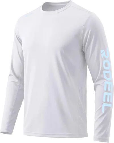 Vista 21 de Rodeel Camisas de pesca para hombre de manga larga que absorbe la tela UPF 50 protección solar camisa de rendimiento a. Negro