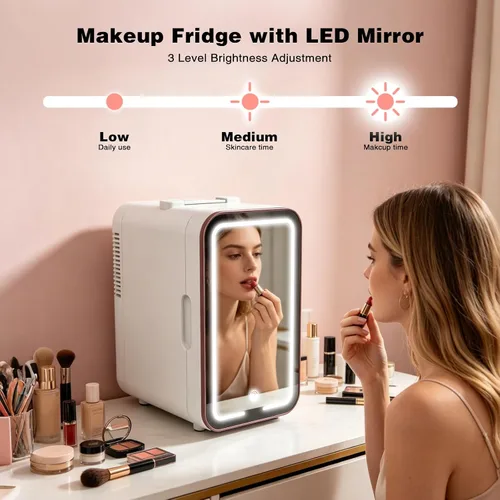 Vista 2 de Mini refrigerador para el cuidado de la piel para dormitorio A-blanco-espejo