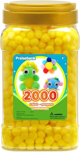 Vista 32 de Praisebank Pompones Negros - 2000 piezas, 1cm, Ideales para Artes y Manualidades, Bolas de Pompón en Frasco