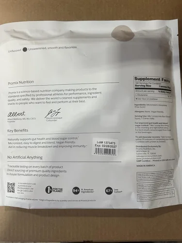 Vista 9 de ProMix Nutrition L-Glutamina - Forma libre micronizada pura - Sin sabor, 180 porciones