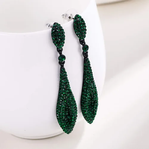 Vista 3 de EVER FAITH - Aretes largos de cristal austriaco para mujer, diseño de doble gota