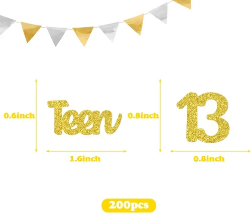 Vista 3 de Confeti para adolescentes de 13 años, decoraciones de mesa de cumpleaños número 13, decoración oficial de cumpleaños para adolescentes, confeti