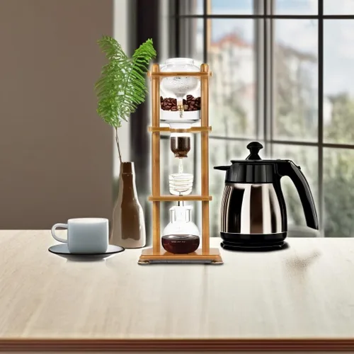 Vista 5 de Yama Cold Brew Maker I Máquina de café frío con tecnología de goteo lento I Hace de 6 a 8 tazas (32 oz), torre de café frío de gran capacidad, marco