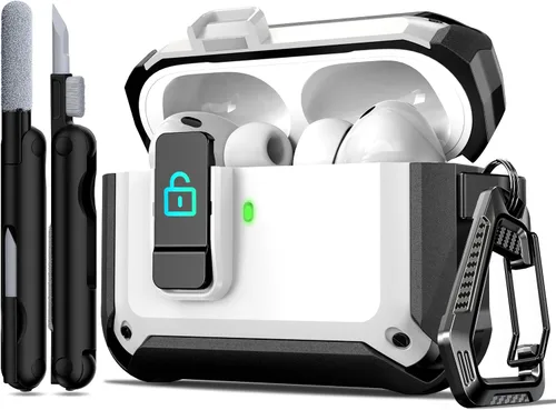 Vista 69 de R-fun Funda de carga compatible con AirPods de 2ª generación 2019, 1ª generación 2016, protección completa contra caídas, tapa desplegable