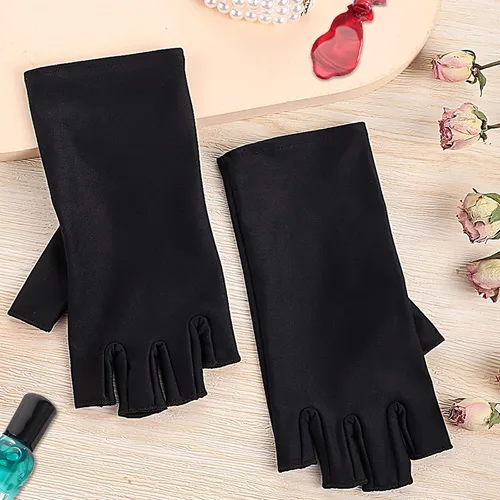 Vista 7 de Pimoys Guantes UV para manicura de gel UPF50+ Guantes de protección solar sin dedos para lámpara de uñas de gel, guantes de conducción para mujeres