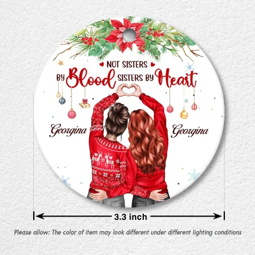 Vista 6 de Adorno Personalizado de Mejor Amiga - No Son Hermanas por Sangre Adornos de Cerámica Adornos de Amistad Regalos para Mejor Amiga BFF Hermana