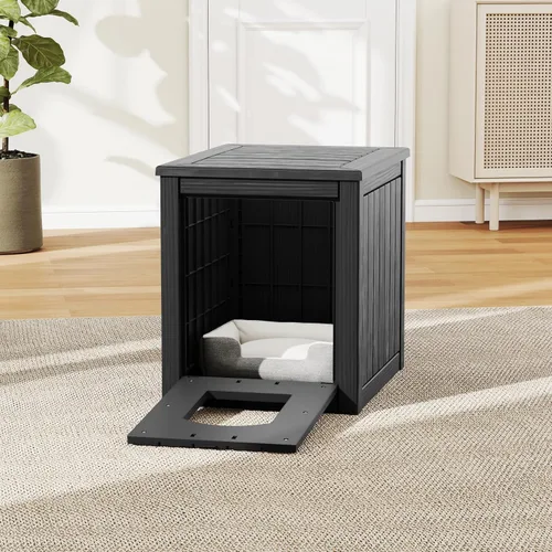 Vista 6 de Casa para gatos al aire libre resistente a la intemperie, casa de plástico para gatos exterior impermeable con puerta frontal abierta, refugio
