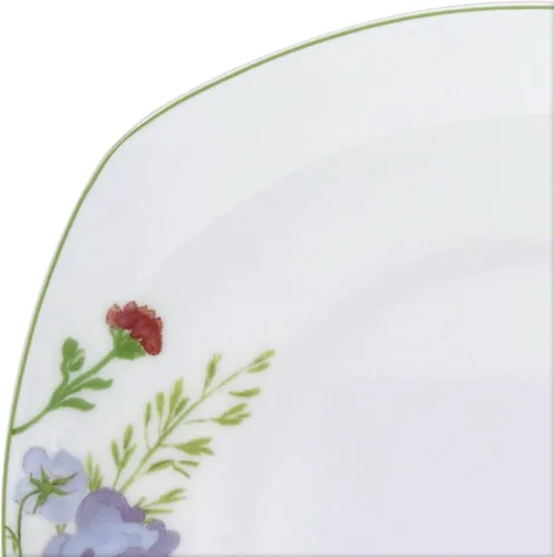 Vista 3 de Mikasa Wildflower Garden - Juego de vajilla de porcelana de hueso de 16 piezas para 4, platos cuadrados y cuencos con tazas, diseño floral, apto