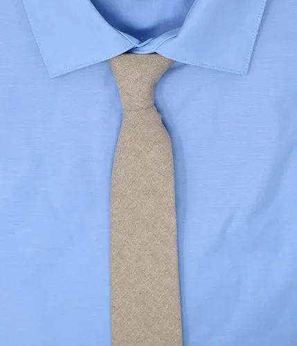 Vista 3 de Corbata delgada de algodón cambray para hombre, estilo desgastado texturizado - 2 1/2 pulgadas de ancho