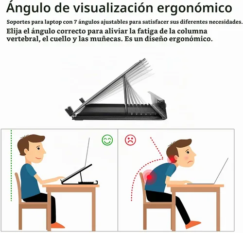Vista 4 de DESIGNA Soporte ajustable de malla metálica ventilada para laptop, soporte elevador compatible con Apple MacBook Air Pro, Dell XPS, HP, Samsung