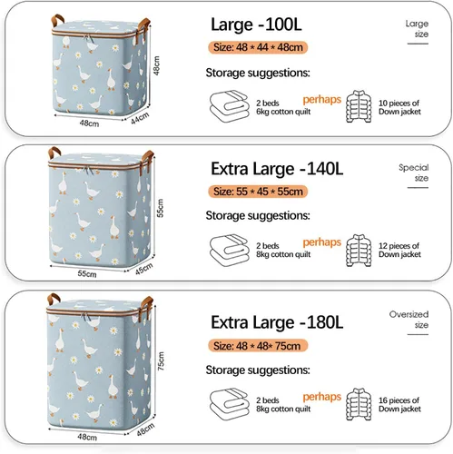 Vista 2 de Bolsas de almacenamiento grandes para almacenamiento de ropa, organizador de armario, bolsa de almacenamiento de edredón debajo de la cama, bolsas