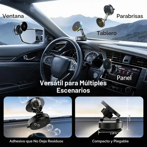 Vista 3 de Cargador de Montaje para Automóvil MagSafe para iPhone-Carga Inalámbrica Rápida de 15W, Rotación de 360° Ajustable, Soporte de Teléfono