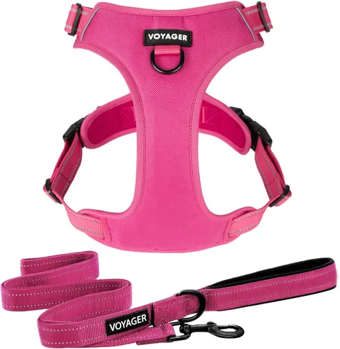 Vista 16 de Voyager Arnés para Perro con Doble Enganche de Correa, Control Sin Tirones, Ajustable, Suave pero Fuerte, Arnés para Mascotas para Perros Medianos