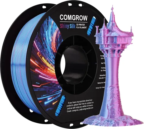 Vista 24 de Comgrow - Filamento para impresora 3D de seda PLA, color dual 2 en 1 negro y verde, filamento PLA para impresión 3D de 1.75mm, precisión dimensional