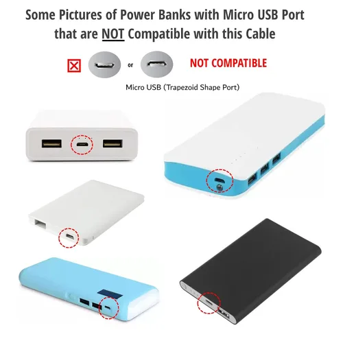 Vista 4 de Cable de carga USB-C para bancos de energía compatible con iWalk, Spigen PocketBoost, INIU, RAVPower, BONAI, Anker USBC y otros bancos de energía