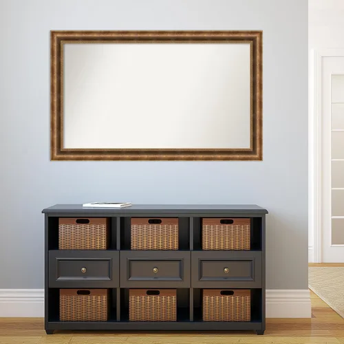 Vista 546 de Amanti Art Espejo de pared personalizado no biselado (25 x 25 pulgadas), marco de bronce acentuado, varios tamaños personalizados, espejo de baño
