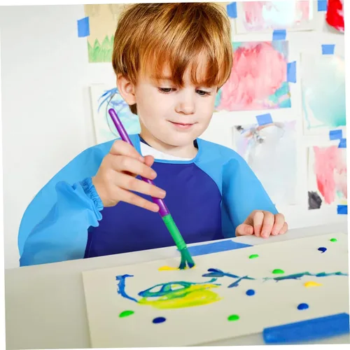Vista 8 de 2Pcs Artist Apron Long Sleeve Painting Smock with Pocket for Ages Reusable Bib for Creative Mess Art Activities