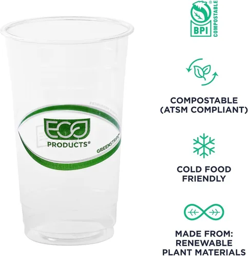 Vista 4 de Eco-Products, Inc GreenStripe - Vasos para bebidas frías, Transparente, 1000