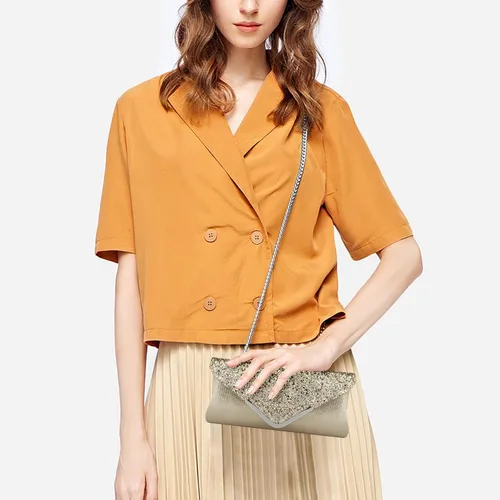 Vista 3 de Bolsa de noche para mujer, bolso de mano para fiesta, bolso de hombro para boda